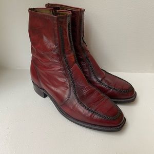 Red burgundy leather boots